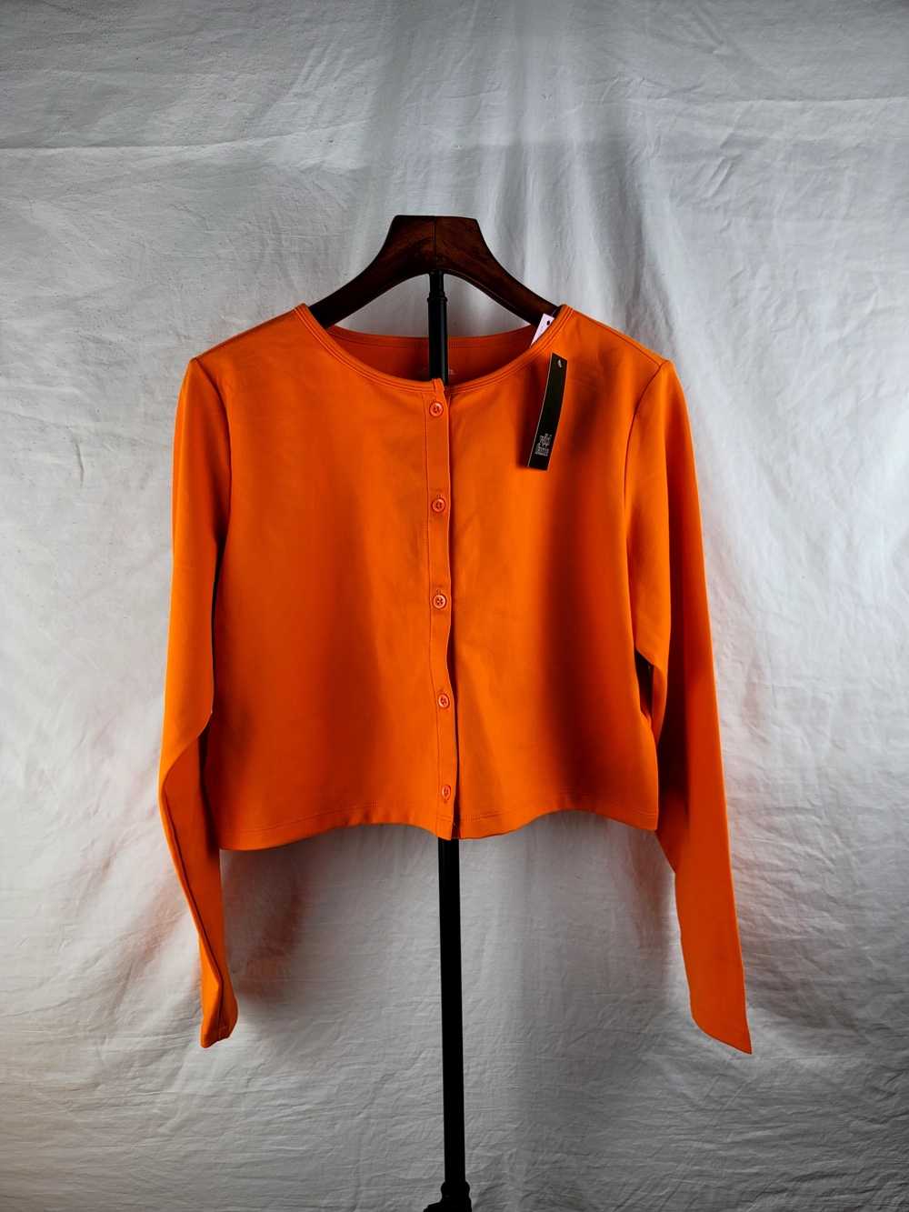 wild fable Orange Cropped Button-Front Sweatshirt